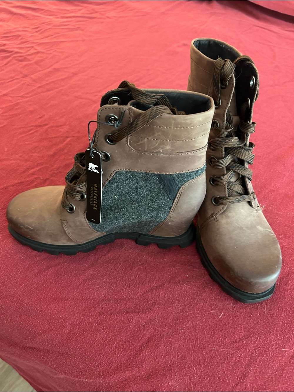 Sorel Brown and Gray Lace-Up Waterproof Ankle Boots
